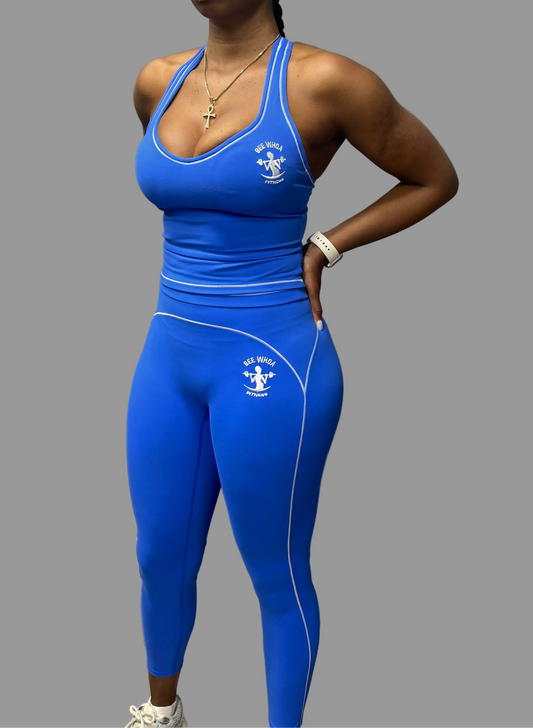 Blue Top & Leggings Two-Piece Set